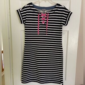 Cotton heavy knit babydoll nautical dress.